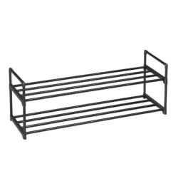 Schoenenrek - stapelbaar - 2 niveaus - 92x33x30 cm - zwart