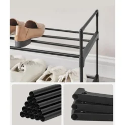 Schoenenrek - stapelbaar - 2 niveaus - 92x33x30 cm - zwart