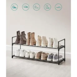 Schoenenrek - stapelbaar - 2 niveaus - 92x33x30 cm - zwart