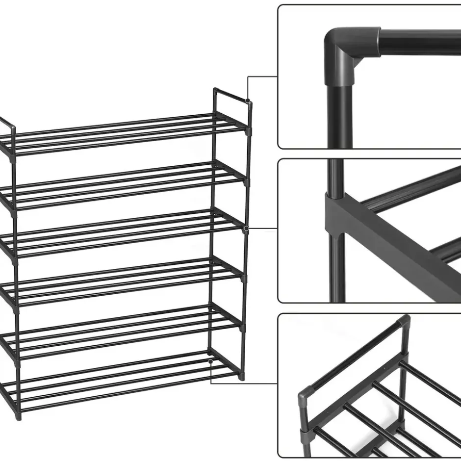 Schoenenrek - stapelbaar - 92x113x30 cm - zwart