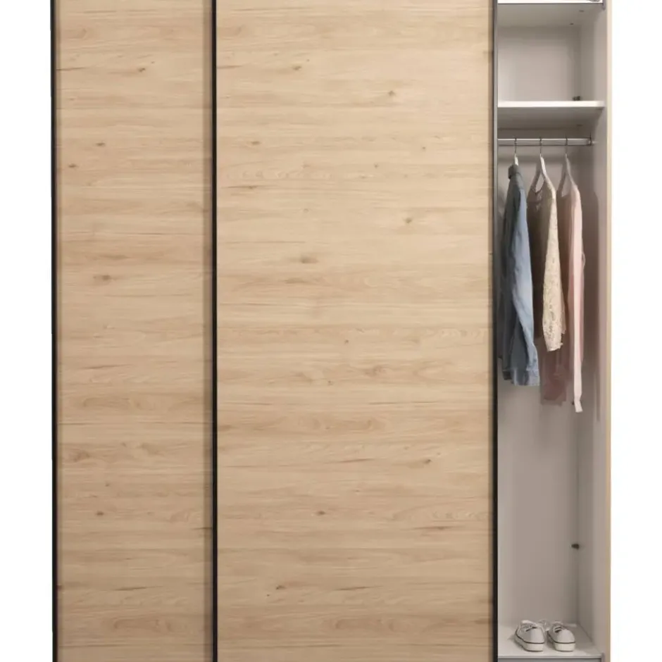 Schuifdeurkast Bergamo - eikenkleur - 221x178,5x66,6 cm