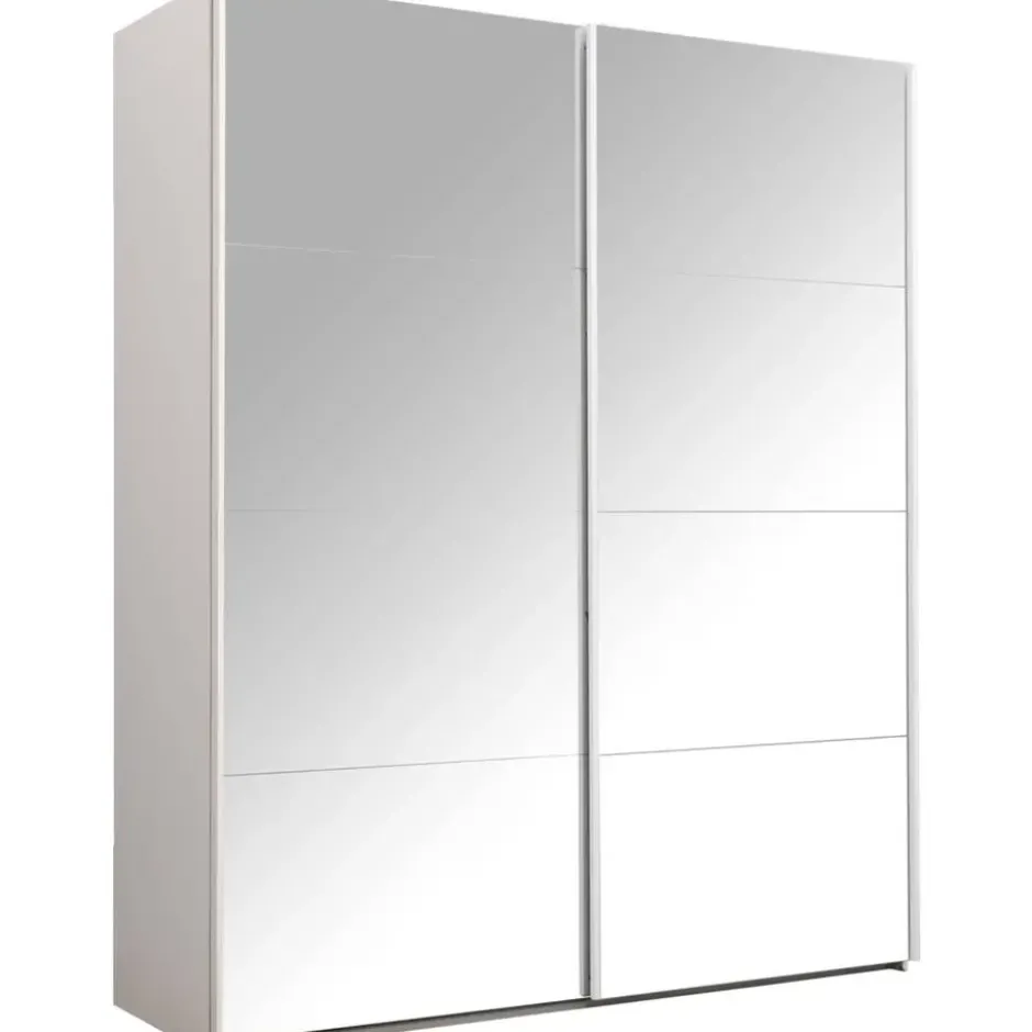 Schuifdeurkast Bergamo met spiegeldeuren - wit - 221x178,5x66,6 cm