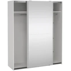 Schuifdeurkast Bergamo - wit/spiegel - 221x178,5x66,6 cm