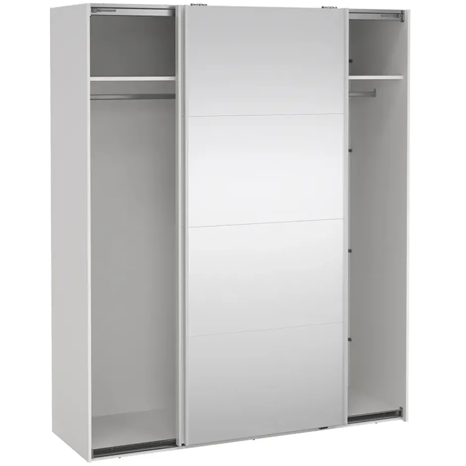 Schuifdeurkast Bergamo - wit/spiegel - 221x178,5x66,6 cm