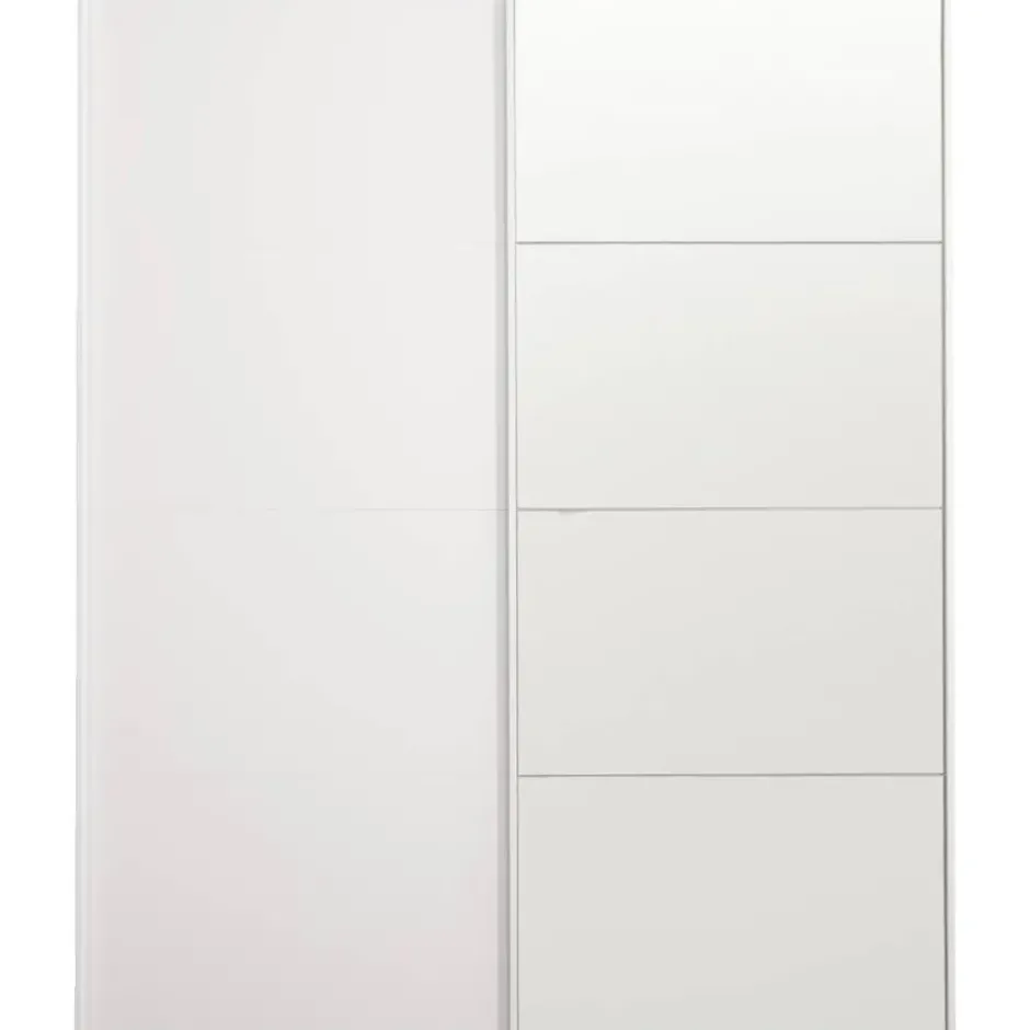 Schuifdeurkast Bergamo - wit/spiegel - 221x178,5x66,6 cm