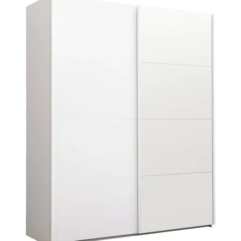 Schuifdeurkast Bergamo - wit/spiegel - 221x178,5x66,6 cm