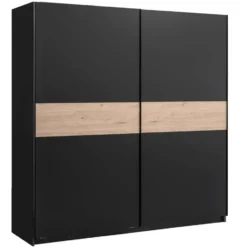 Schuifdeurkast Genua - antraciet/eikenkleur - 204x200x60 cm