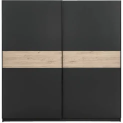 Schuifdeurkast Genua - antraciet/eikenkleur - 204x200x60 cm