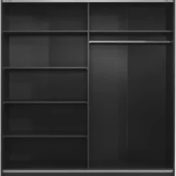 Schuifdeurkast Genua - antraciet/greige - 204x200x60 cm
