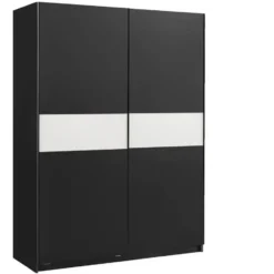 Schuifdeurkast Genua - antraciet/wit - 204x150x60 cm