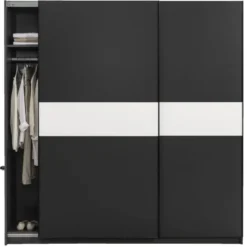 Schuifdeurkast Genua - antraciet/wit - 204x200x60 cm