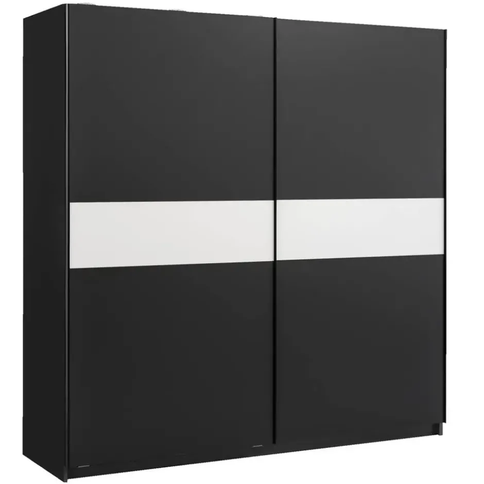 Schuifdeurkast Genua - antraciet/wit - 204x200x60 cm
