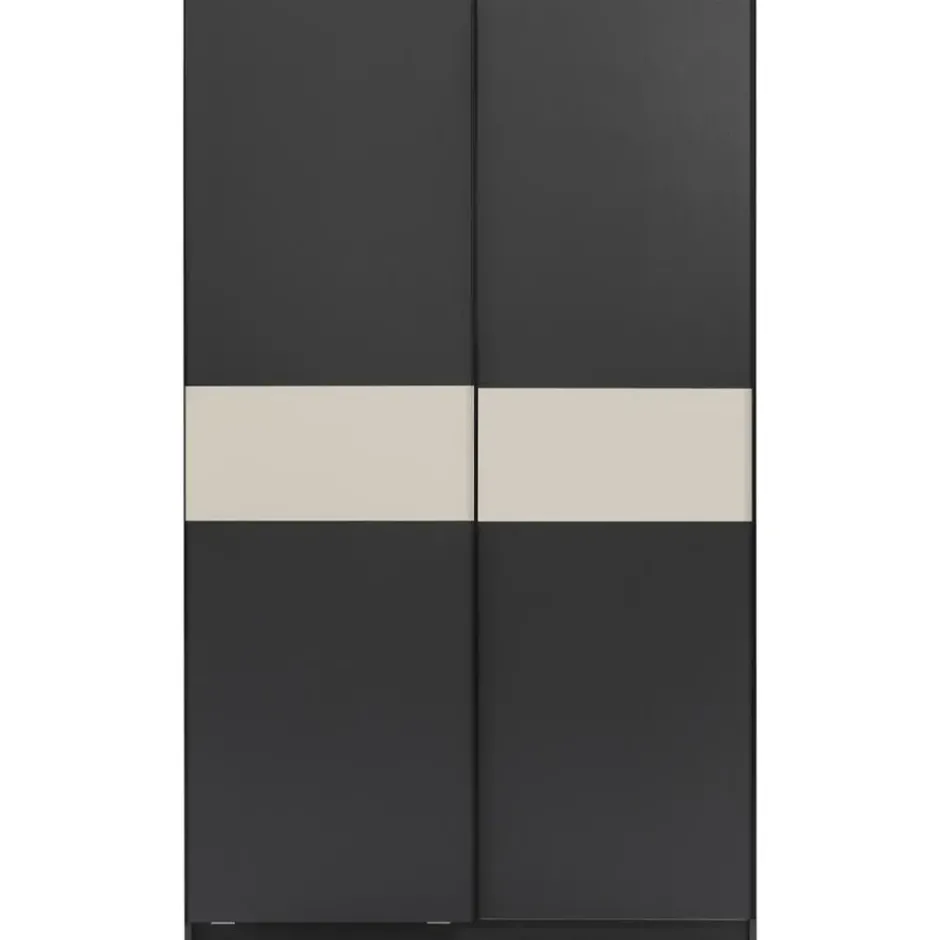 Schuifdeurkast Genua - antraciet/greige - 204x122x60 cm