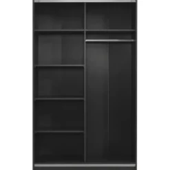 Schuifdeurkast Genua - antraciet/greige - 204x122x60 cm