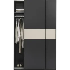 Schuifdeurkast Genua - antraciet/greige - 204x122x60 cm