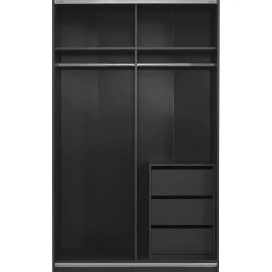Schuifdeurkast Genua - antraciet/greige - 204x122x60 cm