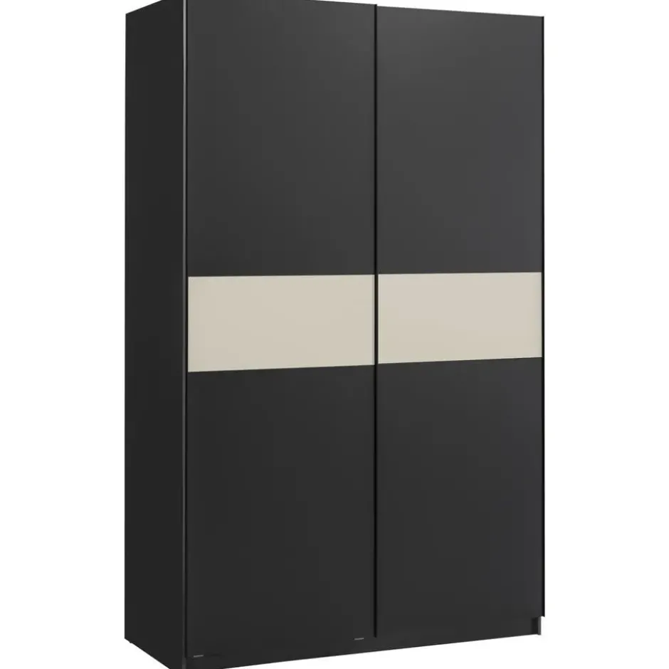 Schuifdeurkast Genua - antraciet/greige - 204x122x60 cm