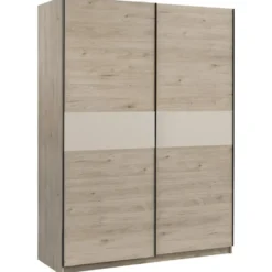 Schuifdeurkast Genua - eiken/greige - 204x150x60 cm