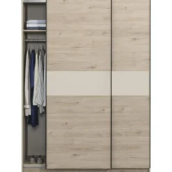 Schuifdeurkast Genua - eiken/greige - 204x150x60 cm