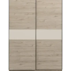 Schuifdeurkast Genua - eiken/greige - 204x150x60 cm
