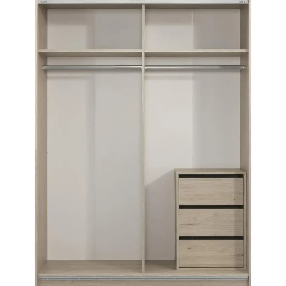 Schuifdeurkast Genua - eiken/greige - 204x150x60 cm