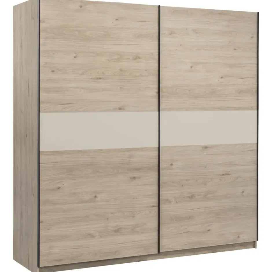 Schuifdeurkast Genua - eiken/greige - 204x200x60 cm