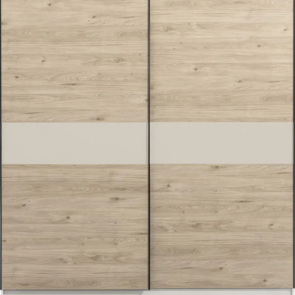 Schuifdeurkast Genua - eiken/greige - 204x200x60 cm