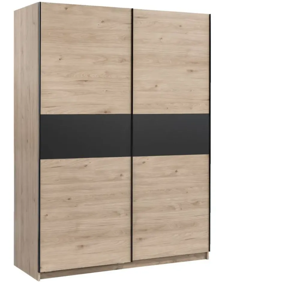 Schuifdeurkast Genua - eikenkleur/antraciet - 204x150x60 cm
