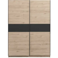 Schuifdeurkast Genua - eikenkleur/antraciet - 204x150x60 cm