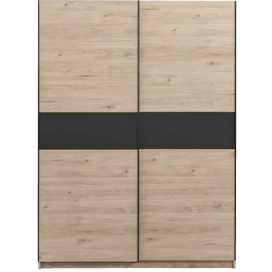 Schuifdeurkast Genua - eikenkleur/antraciet - 204x150x60 cm