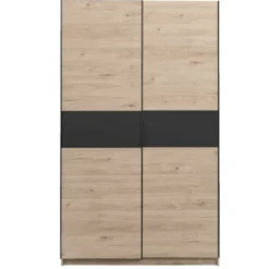 Schuifdeurkast Genua - eikenkleur/antraciet - 204x122x60 cm