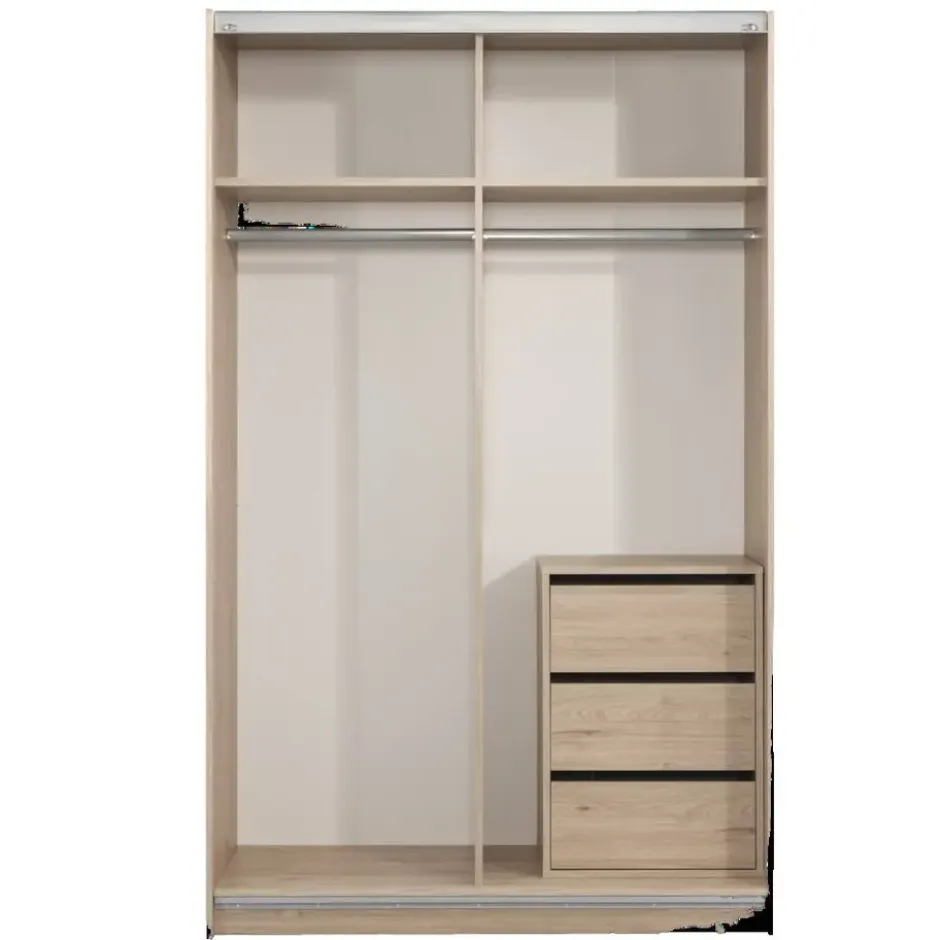 Schuifdeurkast Genua - eikenkleur/antraciet - 204x122x60 cm
