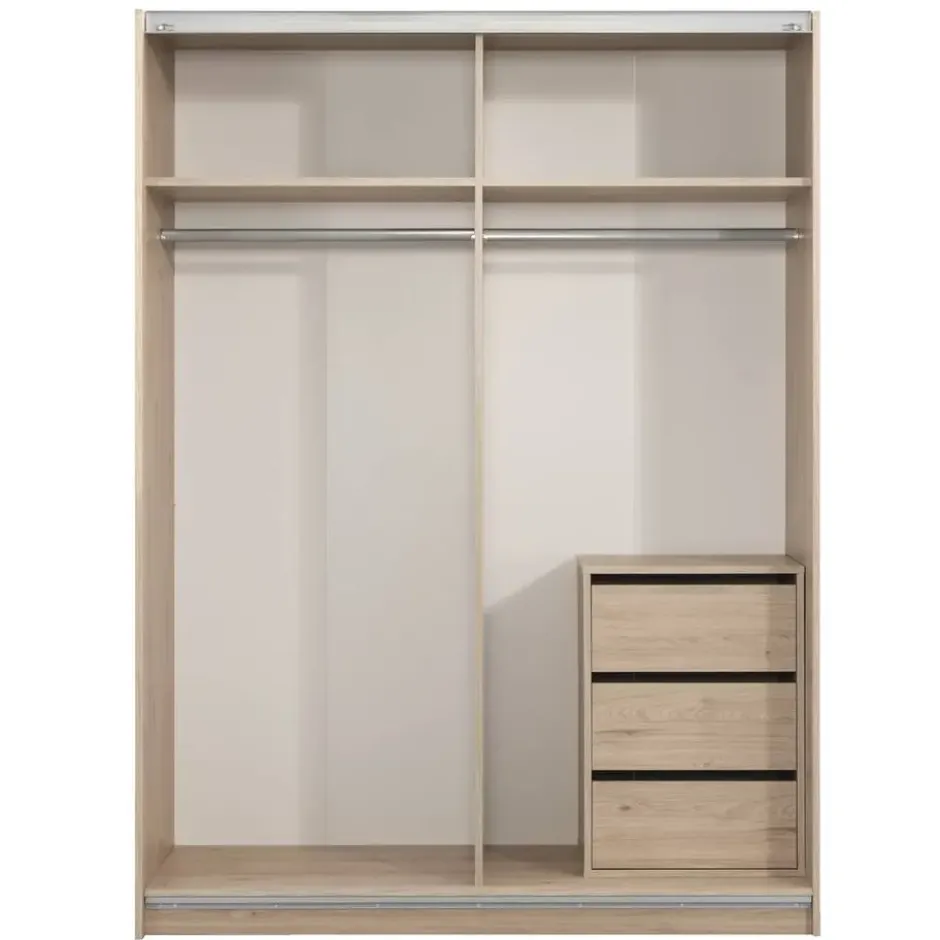 Schuifdeurkast Genua - eikenkleur - 204x150x60 cm