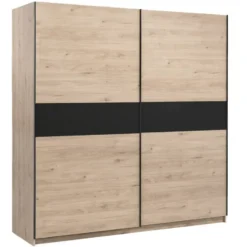 Schuifdeurkast Genua - eikenkleur/antraciet - 204x200x60 cm