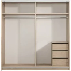 Schuifdeurkast Genua - eikenkleur - 204x200x60 cm