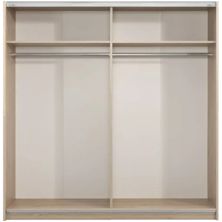 Schuifdeurkast Genua - eikenkleur/wit - 204x200x60 cm