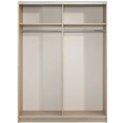 Schuifdeurkast Genua - eikenkleur/wit - 204x150x60 cm