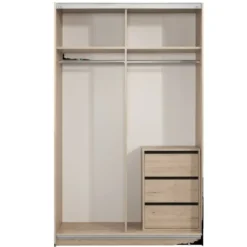 Schuifdeurkast Genua - eikenkleur/wit - 204x122x60 cm