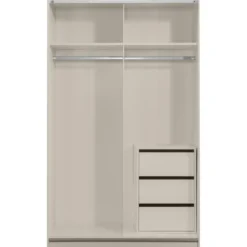Schuifdeurkast Genua - greige/eiken - 204x122x60 cm