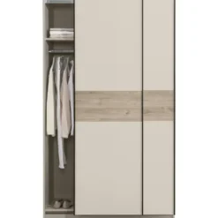 Schuifdeurkast Genua - greige/eiken - 204x122x60 cm