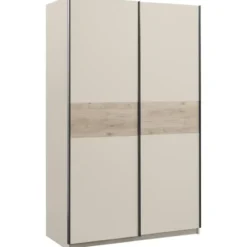 Schuifdeurkast Genua - greige/eiken - 204x122x60 cm