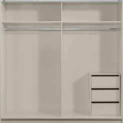 Schuifdeurkast Genua - greige/eiken - 204x200x60 cm