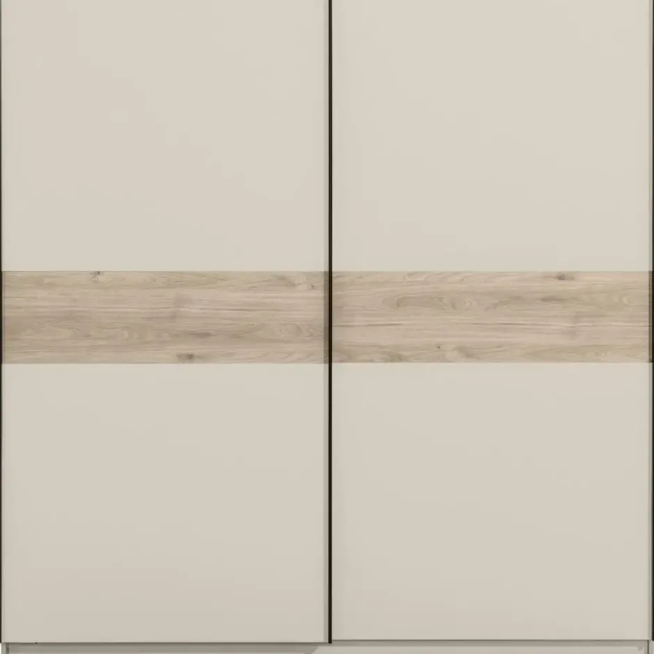 Schuifdeurkast Genua - greige/eiken - 204x200x60 cm
