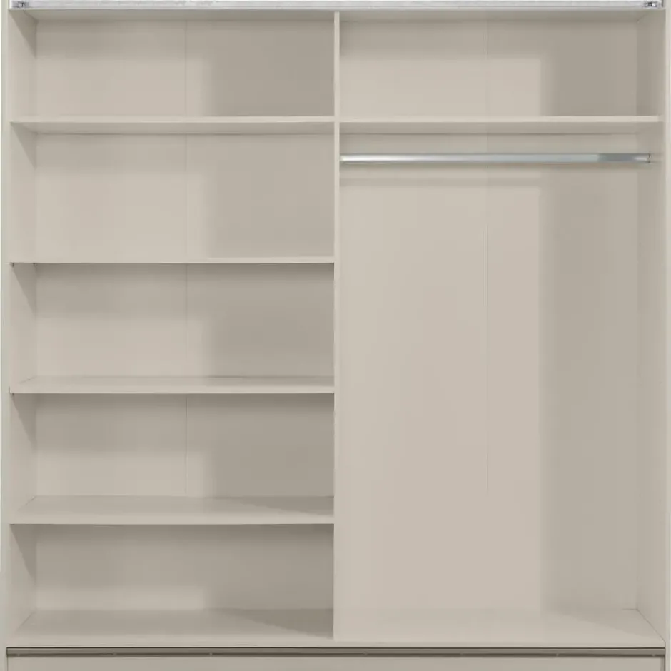 Schuifdeurkast Genua - greige/eiken - 204x200x60 cm