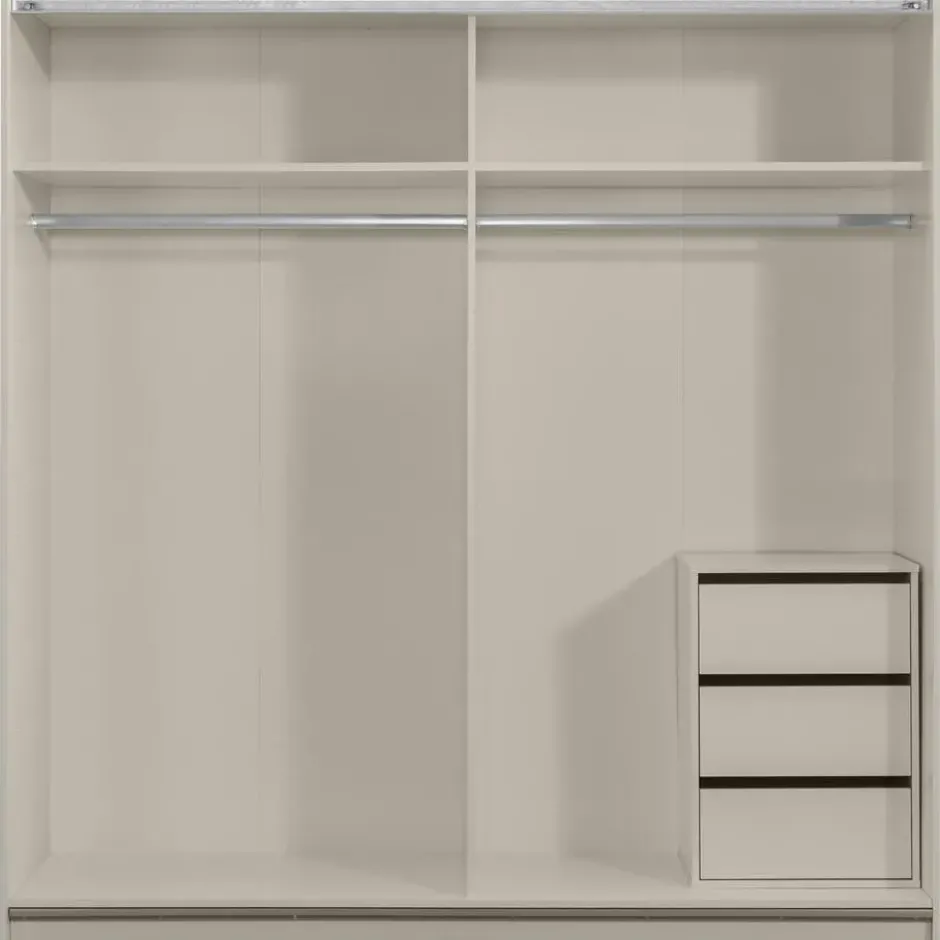 Schuifdeurkast Genua - greige/wit - 204x200x60 cm