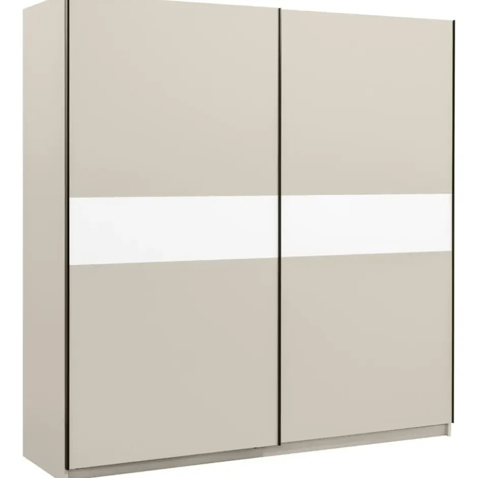 Schuifdeurkast Genua - greige/wit - 204x200x60 cm