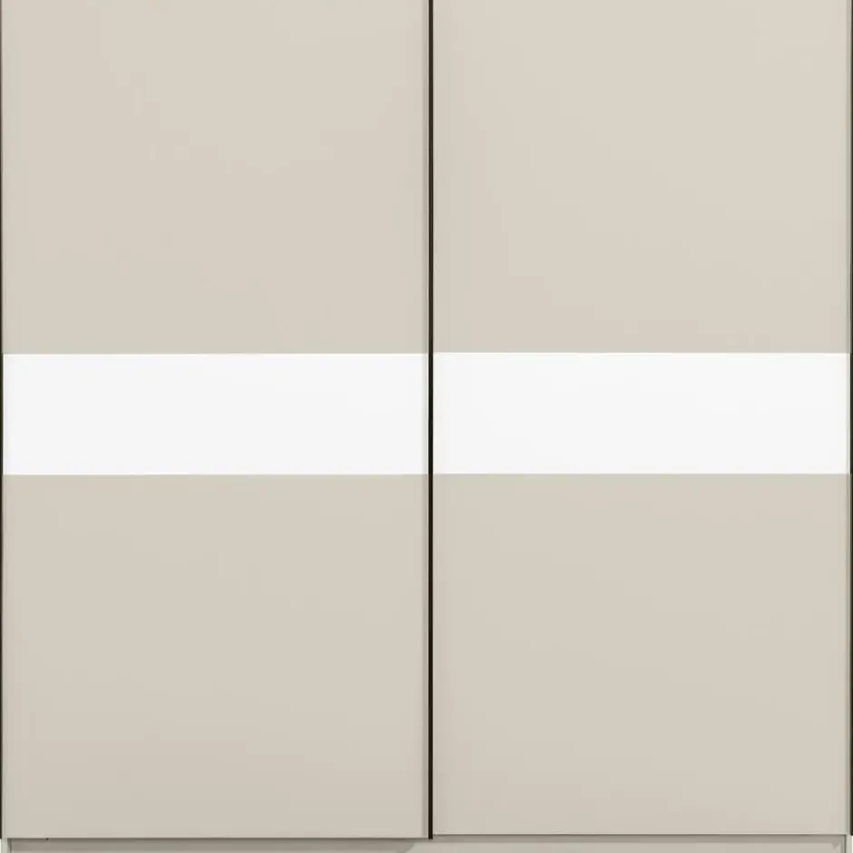 Schuifdeurkast Genua - greige/wit - 204x200x60 cm