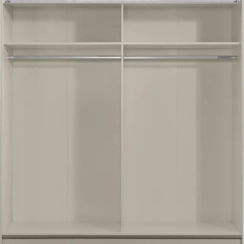 Schuifdeurkast Genua - greige/wit - 204x200x60 cm