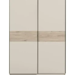 Schuifdeurkast Genua - greige/eiken - 204x150x60 cm