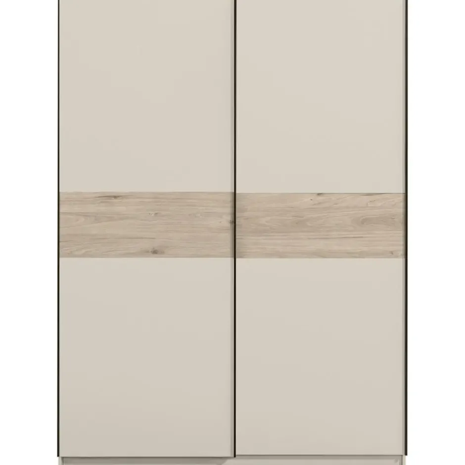 Schuifdeurkast Genua - greige/eiken - 204x150x60 cm